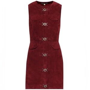 ALEXACHUNG Burgundy Suede Dress, S